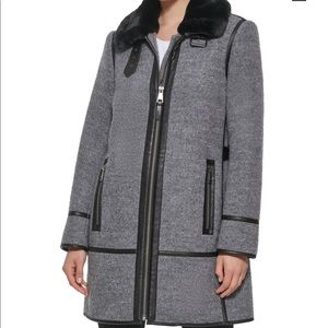 New DKNY Women’s Mixed-Media Walker Coat
